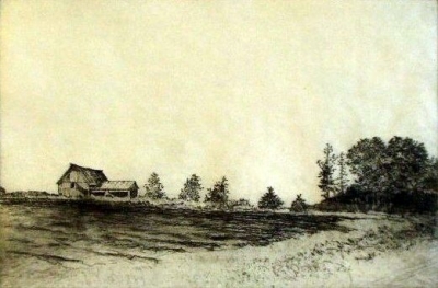 Plowed Ground at Kelley&#039;s Corners, etching, 8&quot;x12&quot;