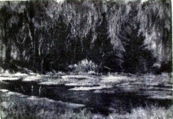 Blackwater Backwater, mezzotint, 6&quot;x8&quot;