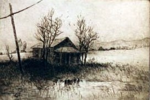 Shack, Bullville, etching, 5&quot;x7&quot;